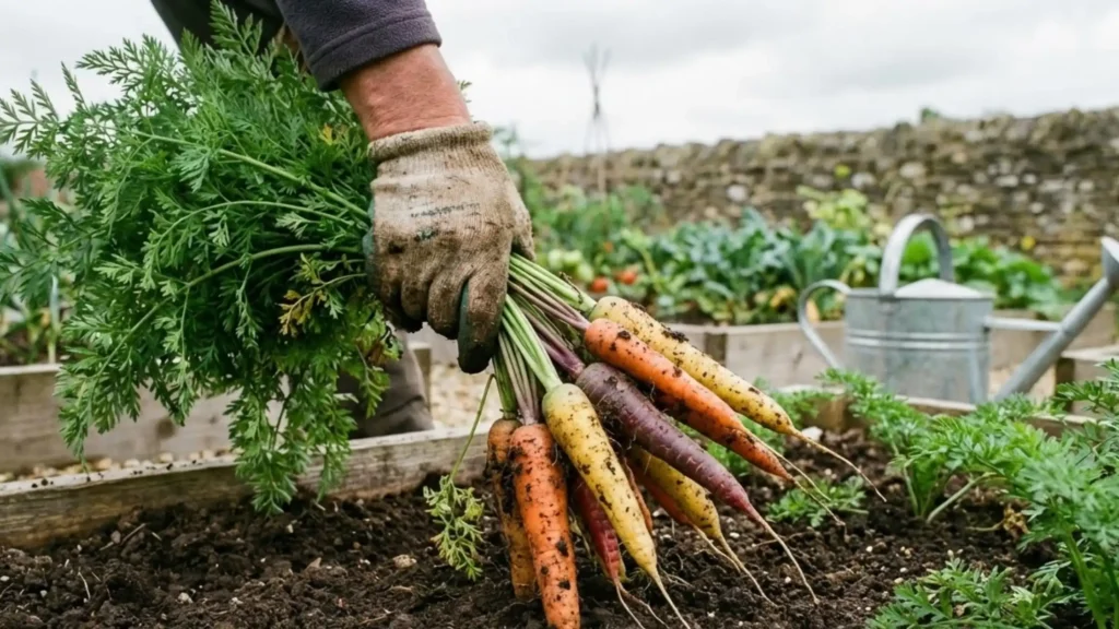 carrots being pulled from the soil buy from farmers direct.