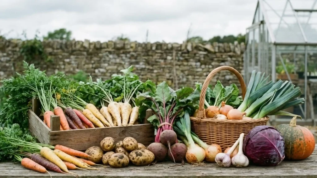 Vegetables sitting on a table buy from farmers direct.
