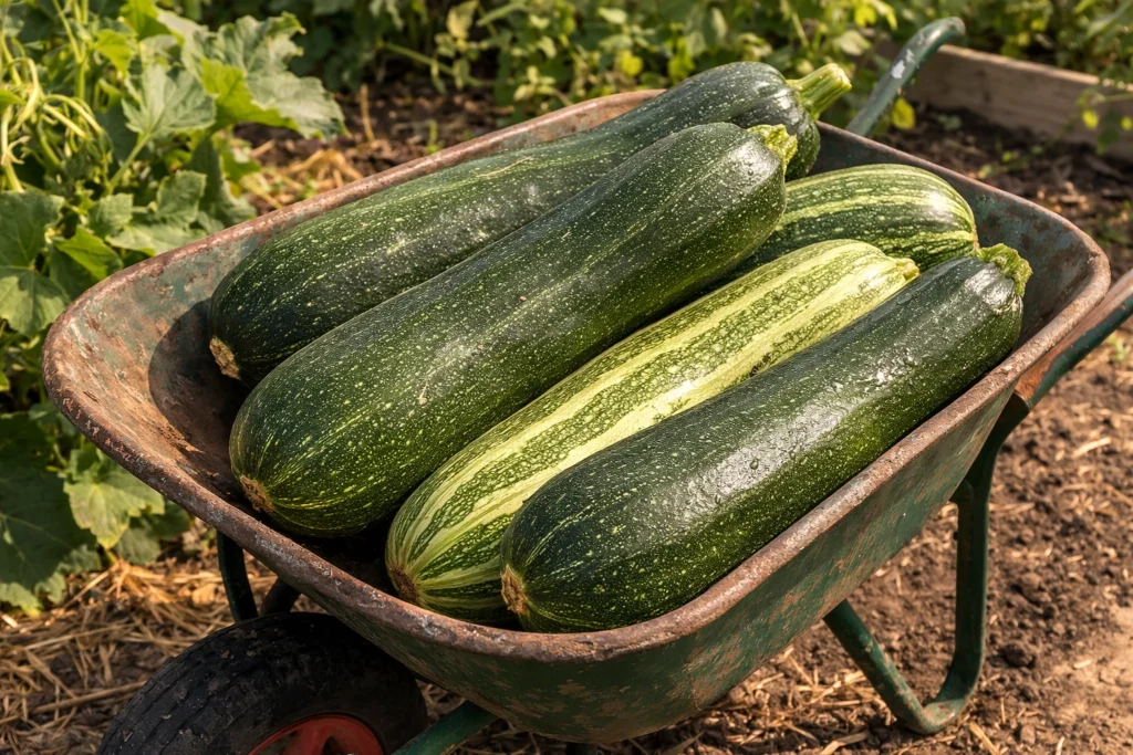 marrows sat in a wheelbarrow. buy from farmers direct