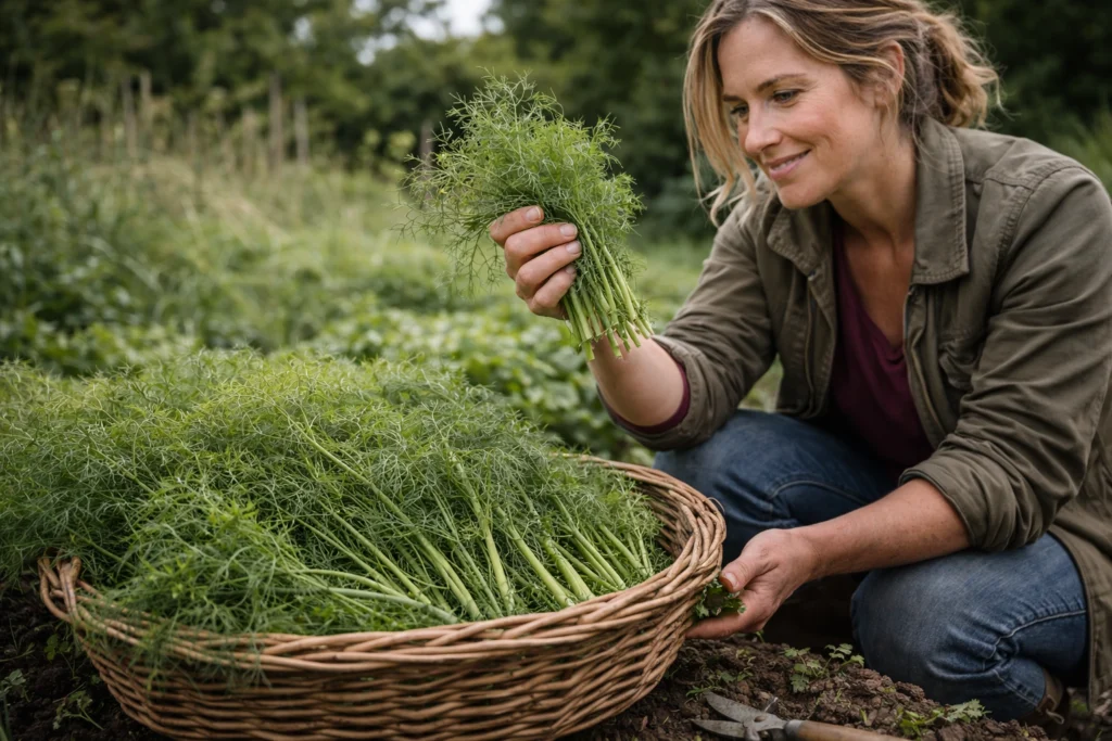 a woman holding a herb learning how to grow vegetables.