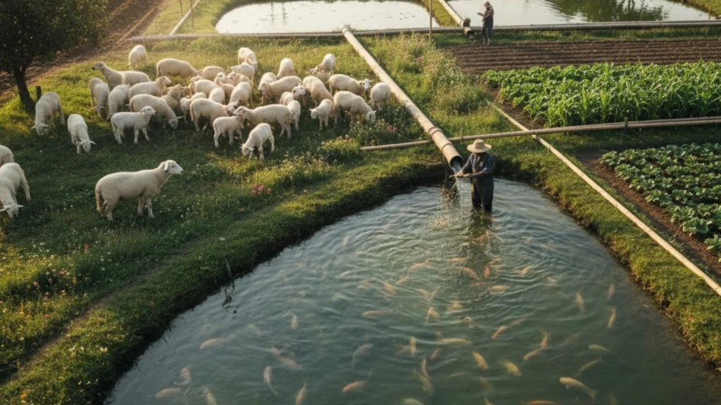 Fish being kept with modern day agriculture