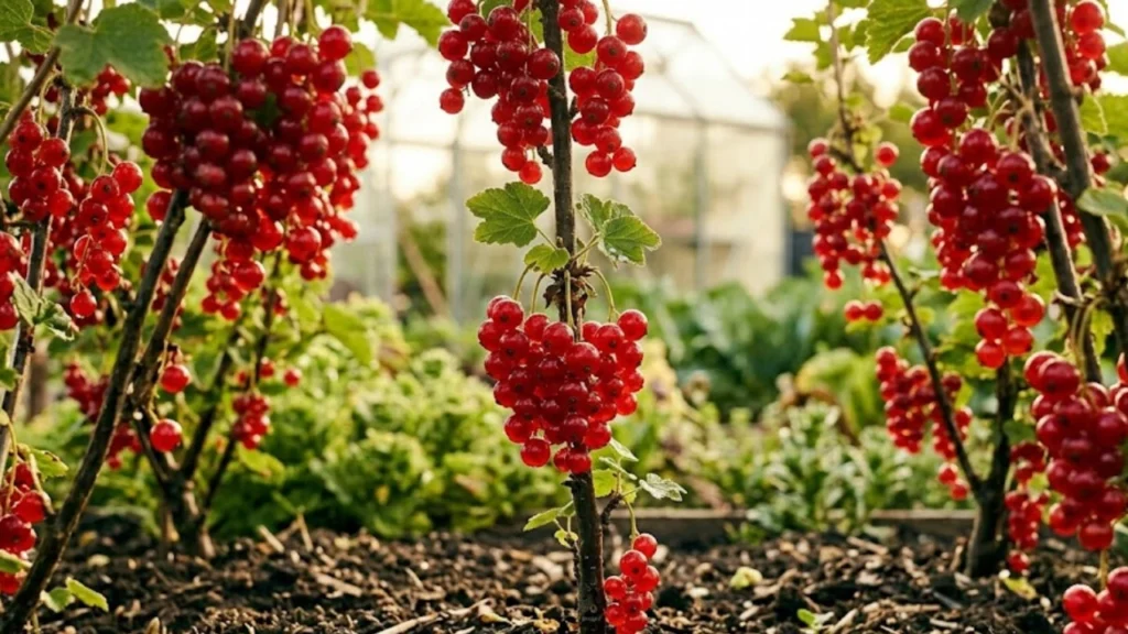 red currant plants growing in the soil