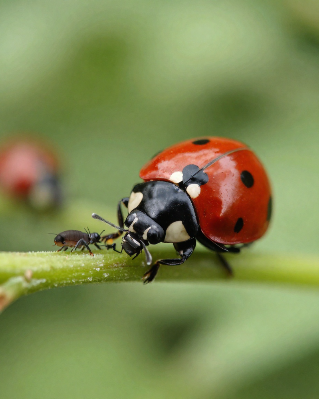 A ladybird eating an insect