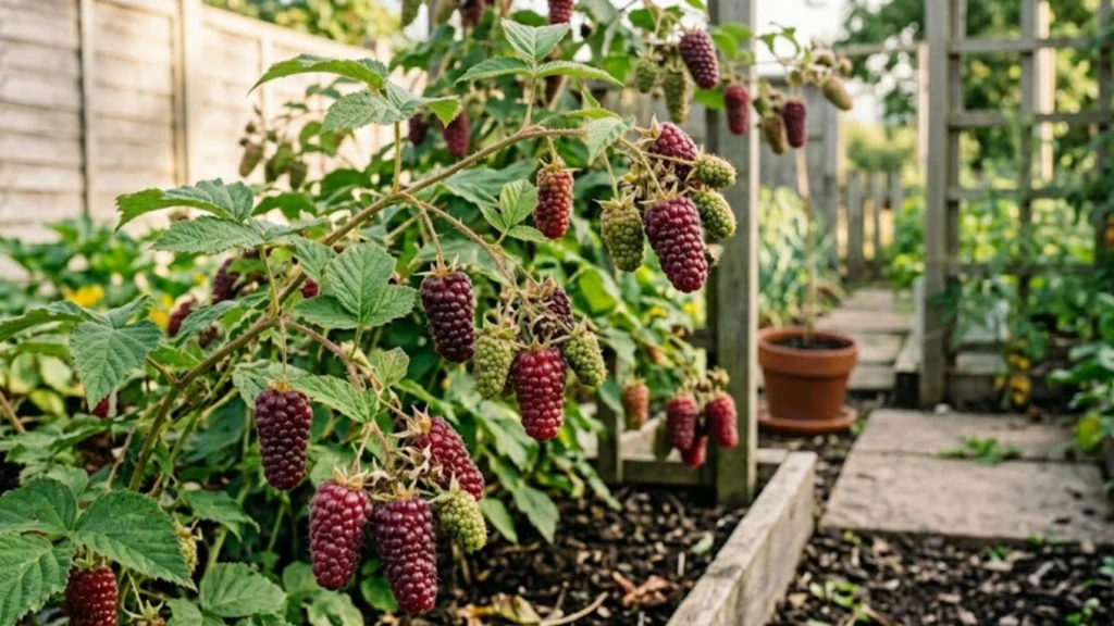 loganberries growing in a garden buy from farmers direct.
