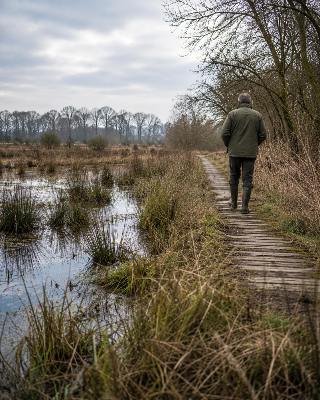 A man walking through his carbon field