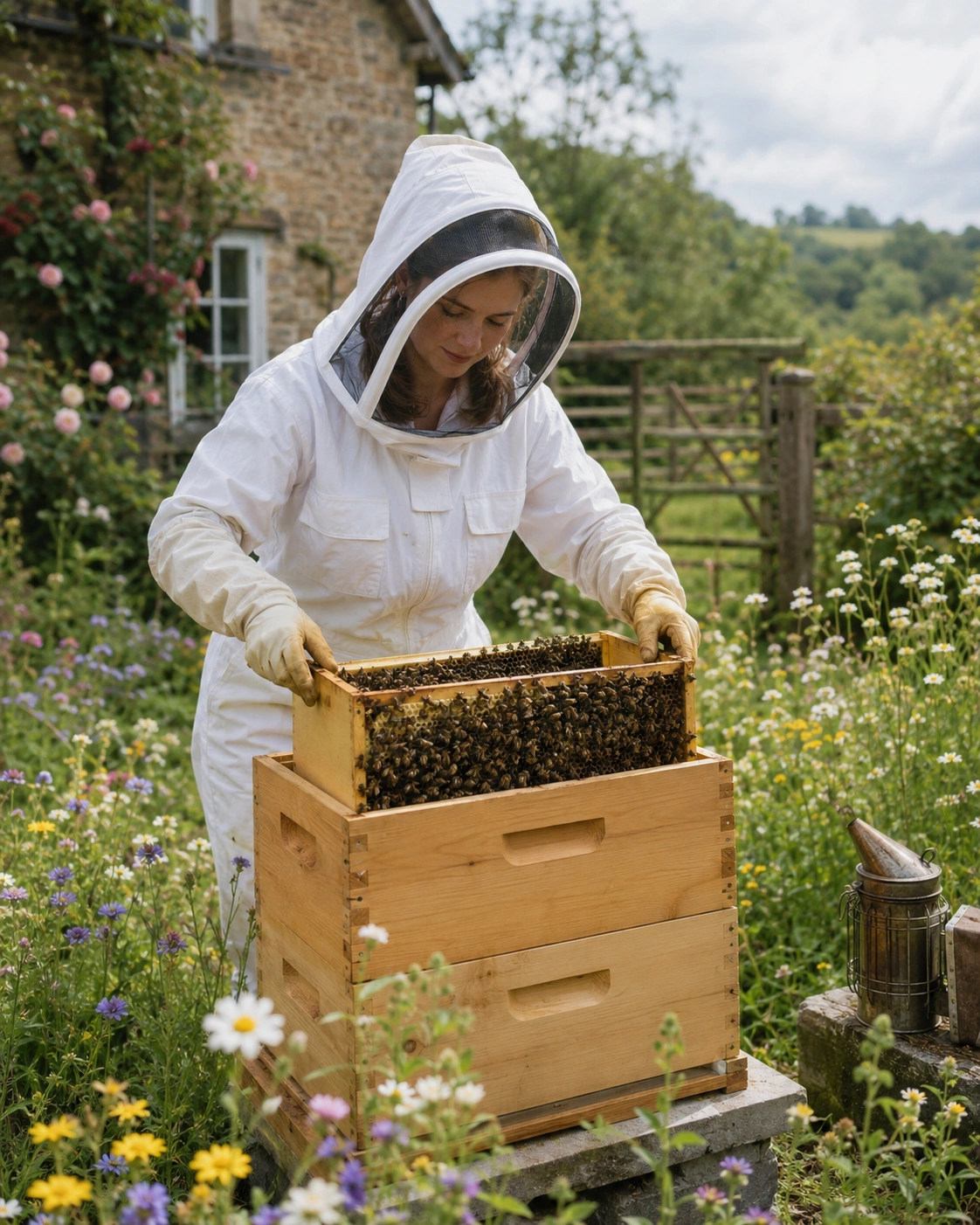 A new beekeeper with bought bees