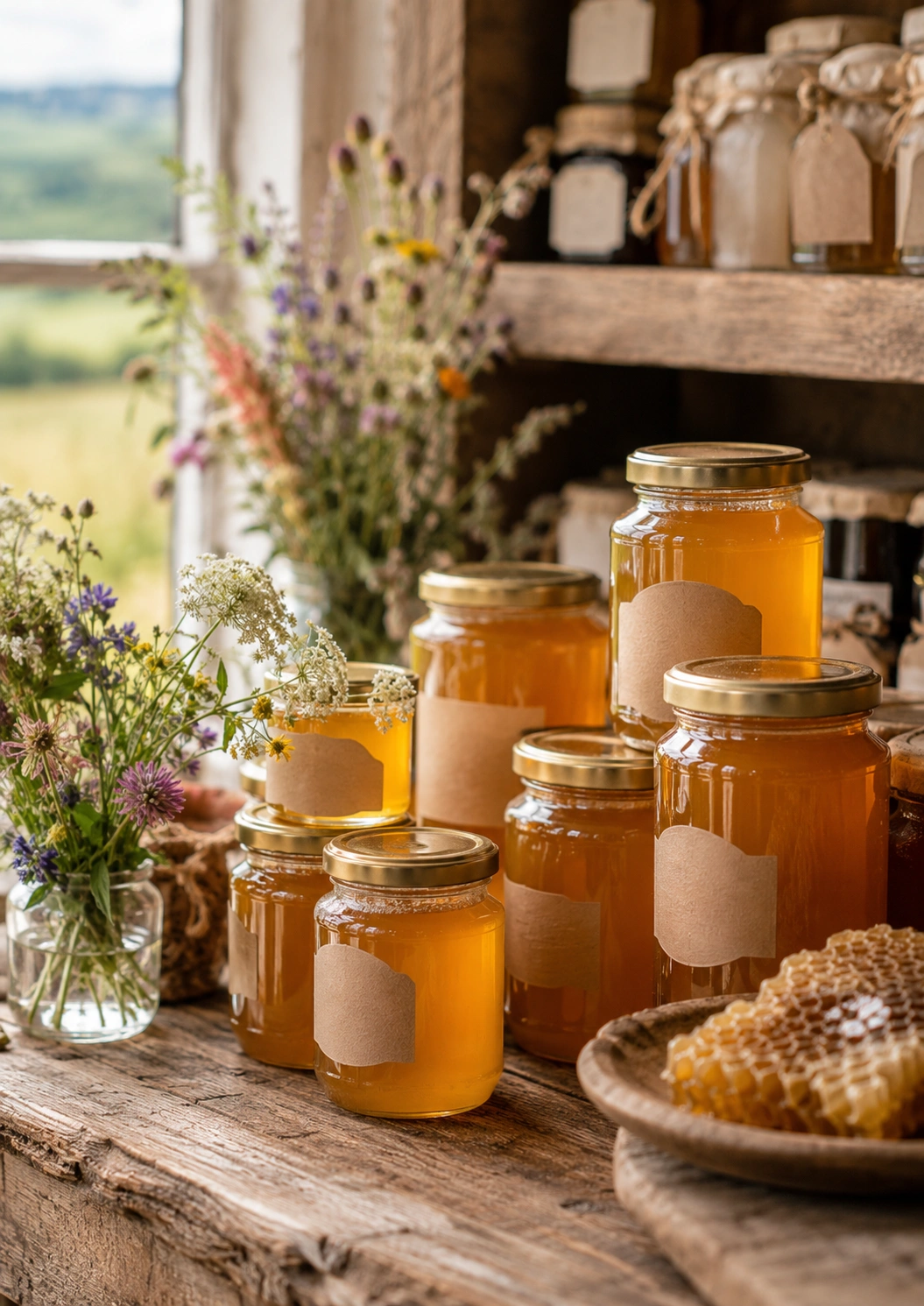 British Organic Honey on a table