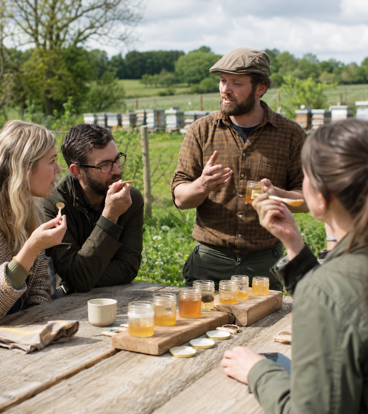 A local bee keeper hosting a honey tasting session