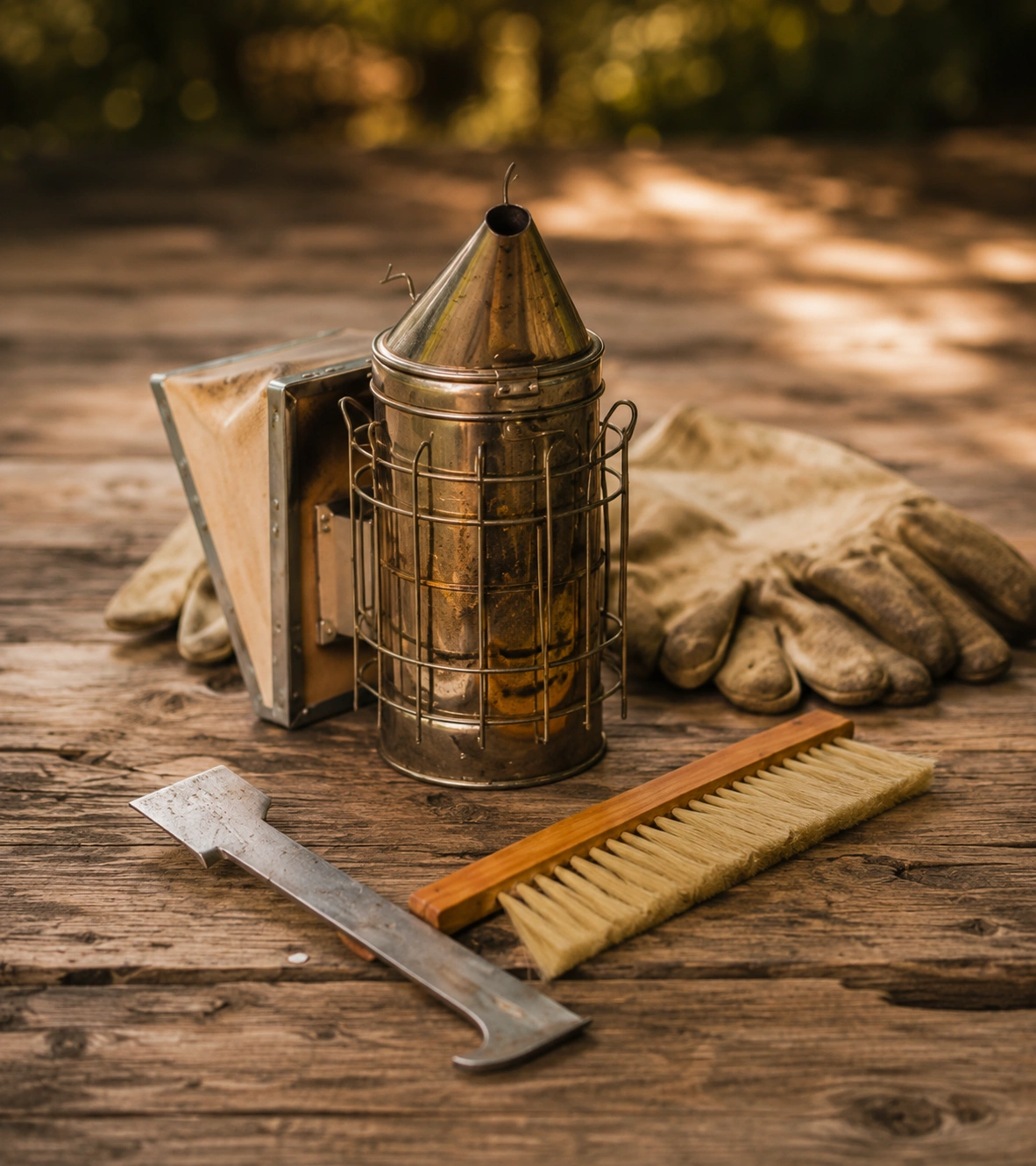 Beekeeper equipment on a table