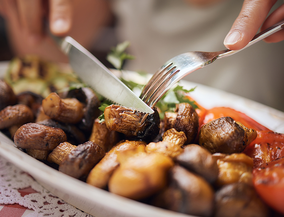 eating mushrooms