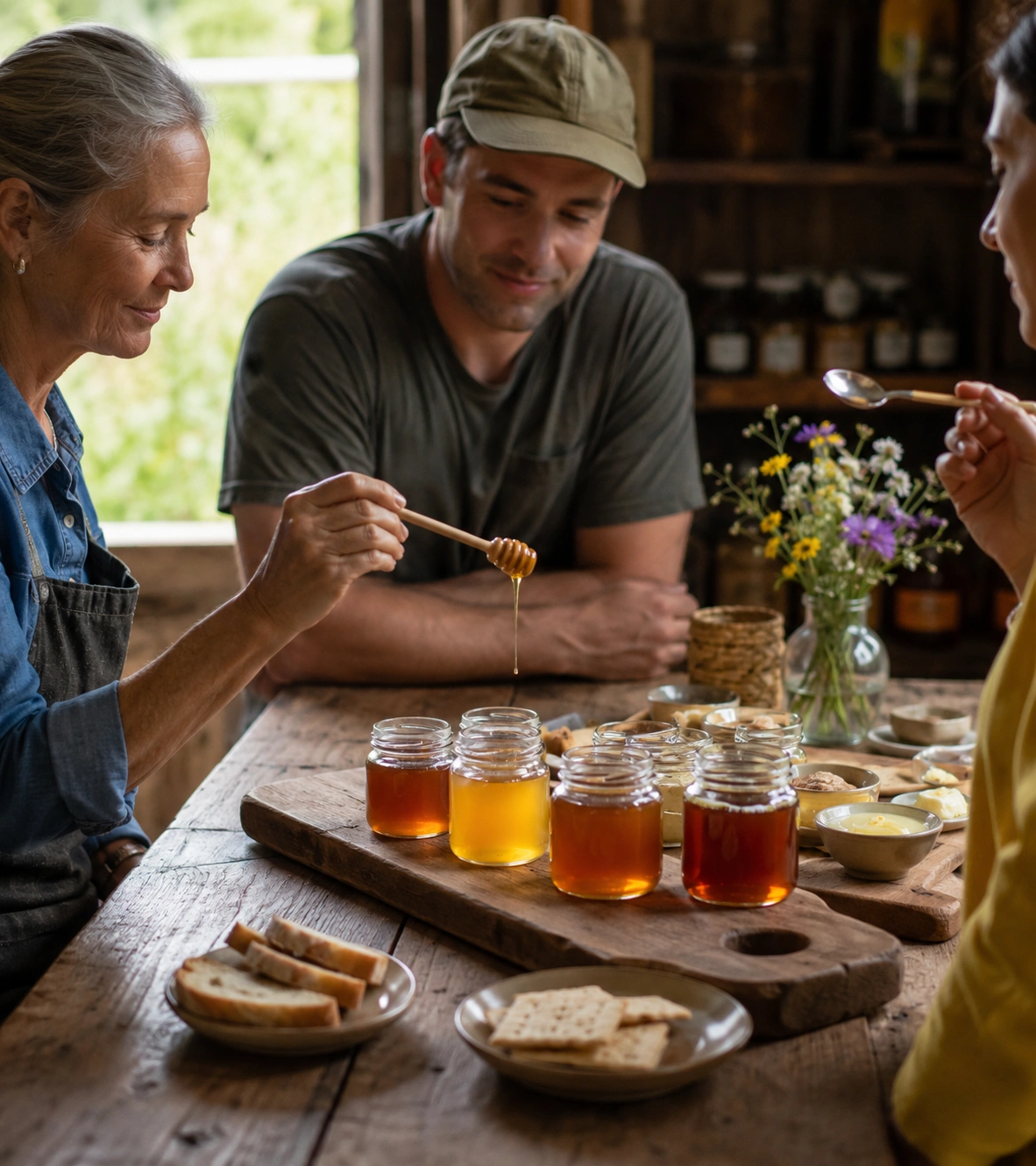 A group at a honey tasting session