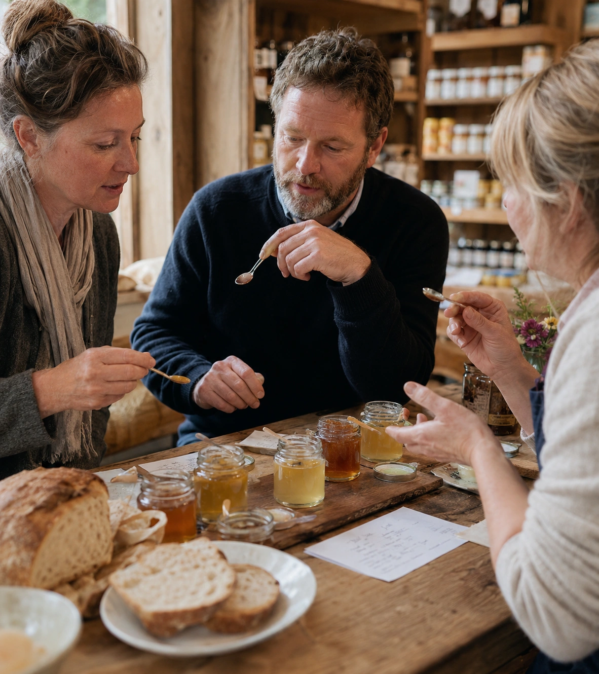 People enjoying a honey tasting session