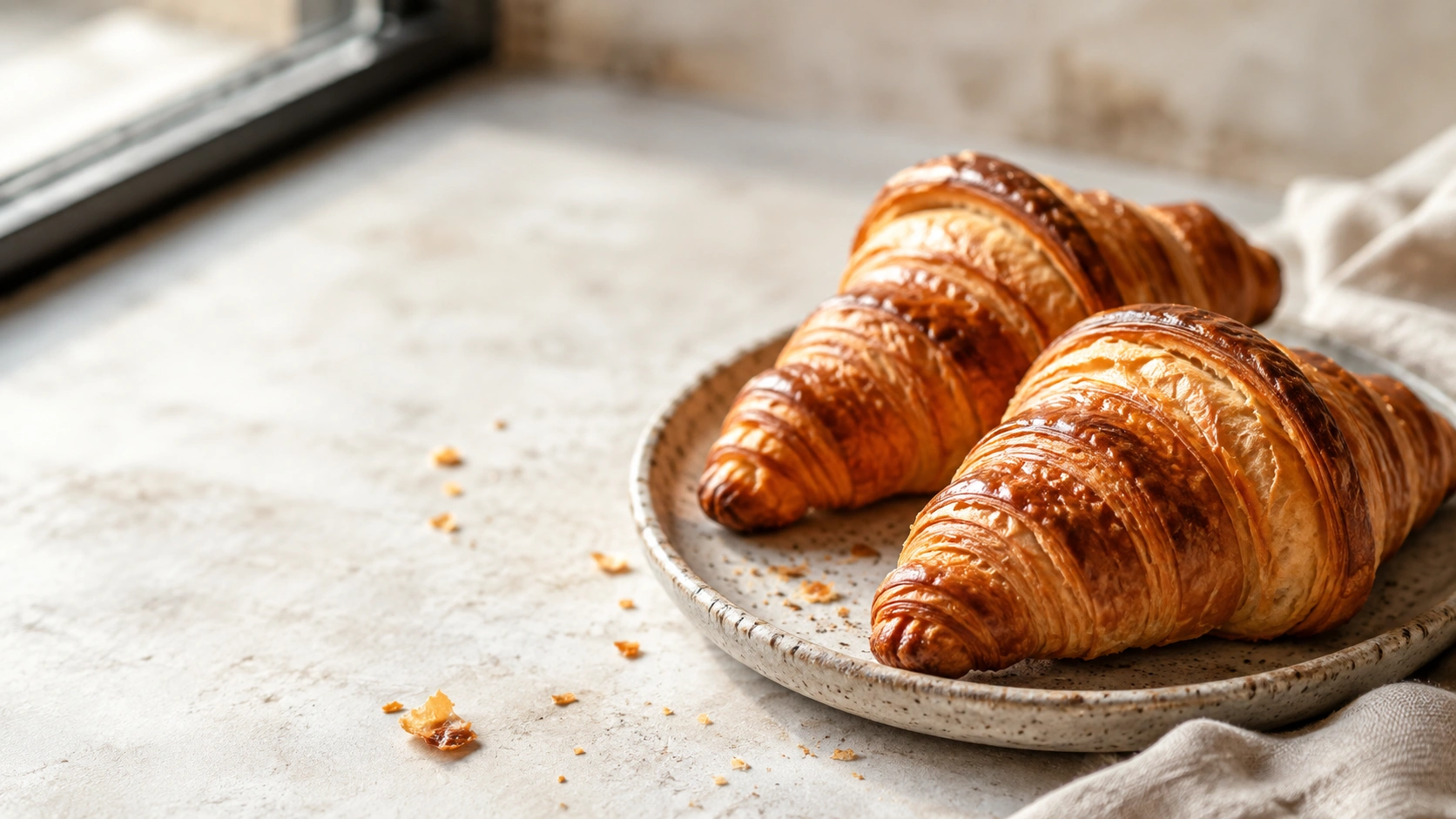 two croissants on a table