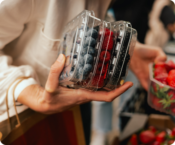 Person holding a punnet of fresh berries