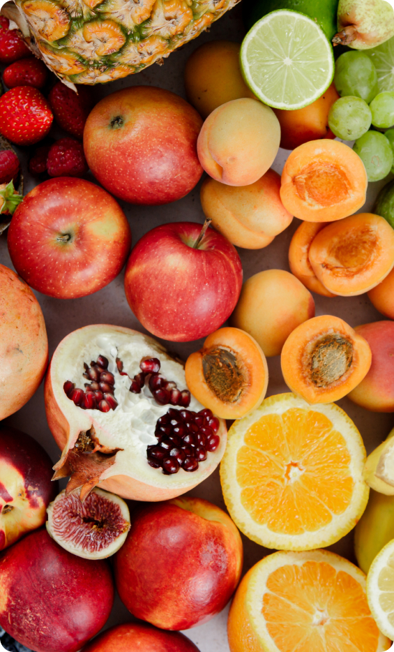 Assorted whole and sliced fruit