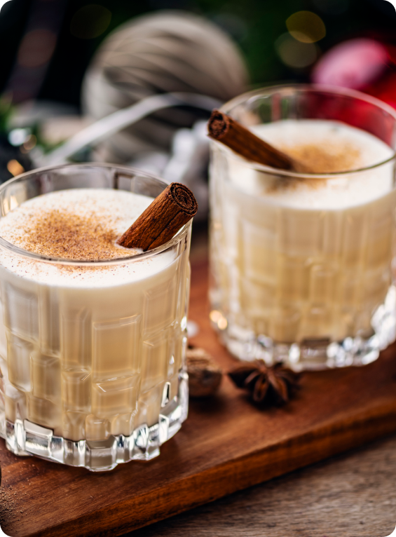 Milky coffee drinks served in glasses