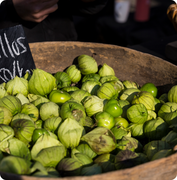 Brussels sprouts displayed in a wooden crate