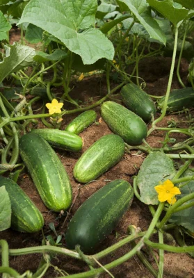 Fresh green cucumbers