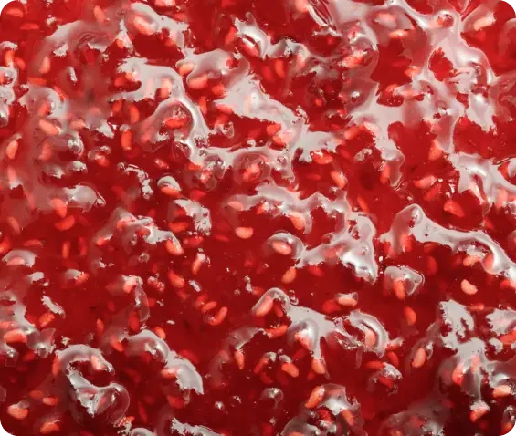 Close view of glossy red jam