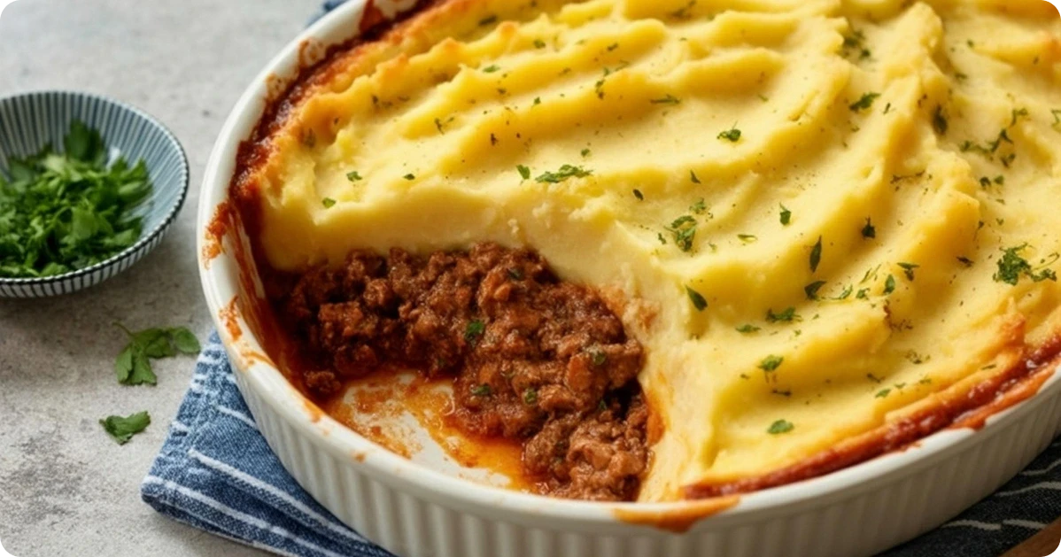 Shepherd’s pie with a golden mashed potato topping