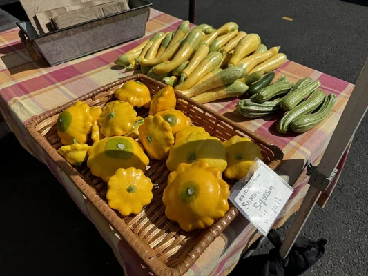 Summer squash on a market stall