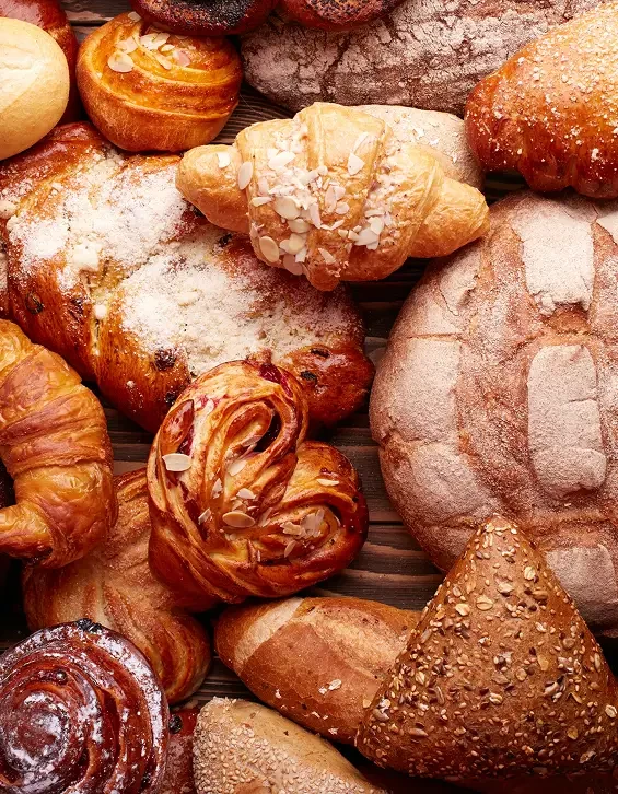 An assortment of bread and sweet pastries